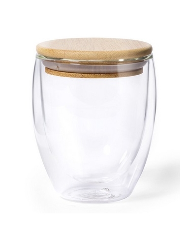Šalica staklena, Nystre, 250ml,s poklopcem od bambusa