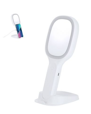 Ogledalo, i stalak za mobitel, Marchhox, multifunkcionalno, sa LED svjetlom, bijelo