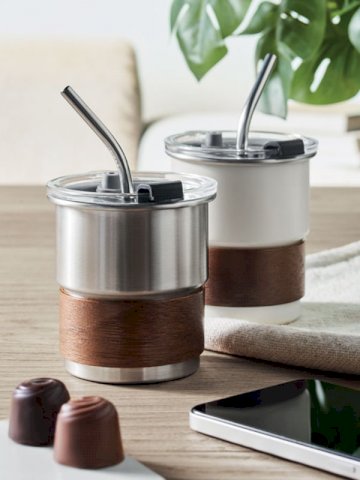 Šalica za kavu, s jednom stijenkom i slamkom, 260ml