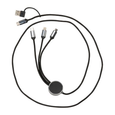 Kabel za punjenje, 3 u 1, 120cm, svjetleći logo, crni