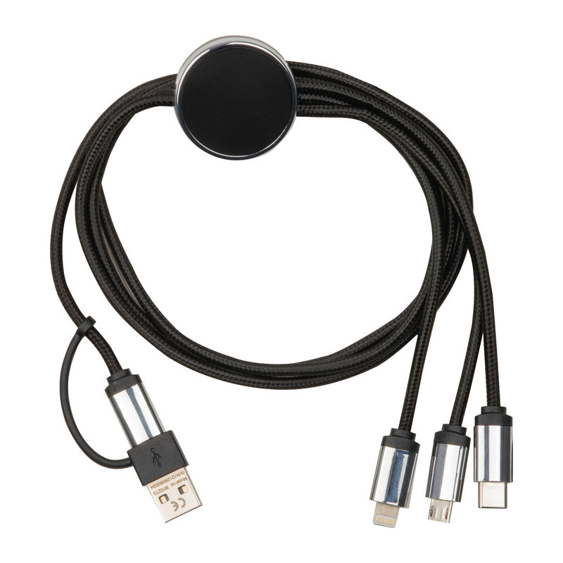 Kabel za punjenje, 3 u 1, 120cm, svjetleći logo, crni