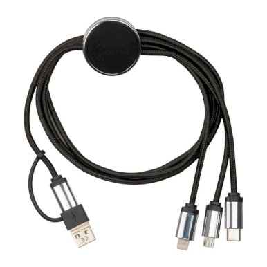 Kabel za punjenje, 3 u 1, 120cm, svjetleći logo, crni