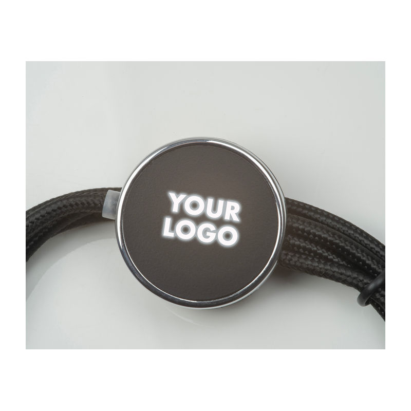 Kabel za punjenje, 3 u 1, 120cm, svjetleći logo, crni