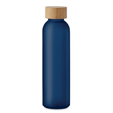 Boca za vodu staklena s bambus čepom, 500 ml, plava