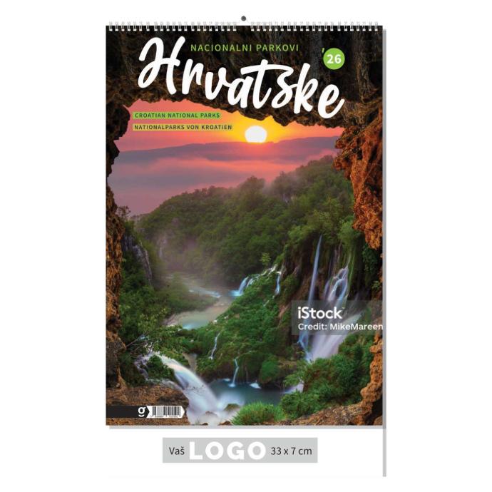 Kalendar Nacionalni parkovi, zidni, 33×55cm, 13 listova, spiralni, PVC vrečica