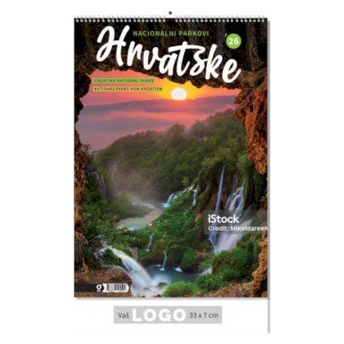 Kalendar Nacionalni parkovi, zidni, 33×55cm, 13 listova, spiralni, PVC vrečica