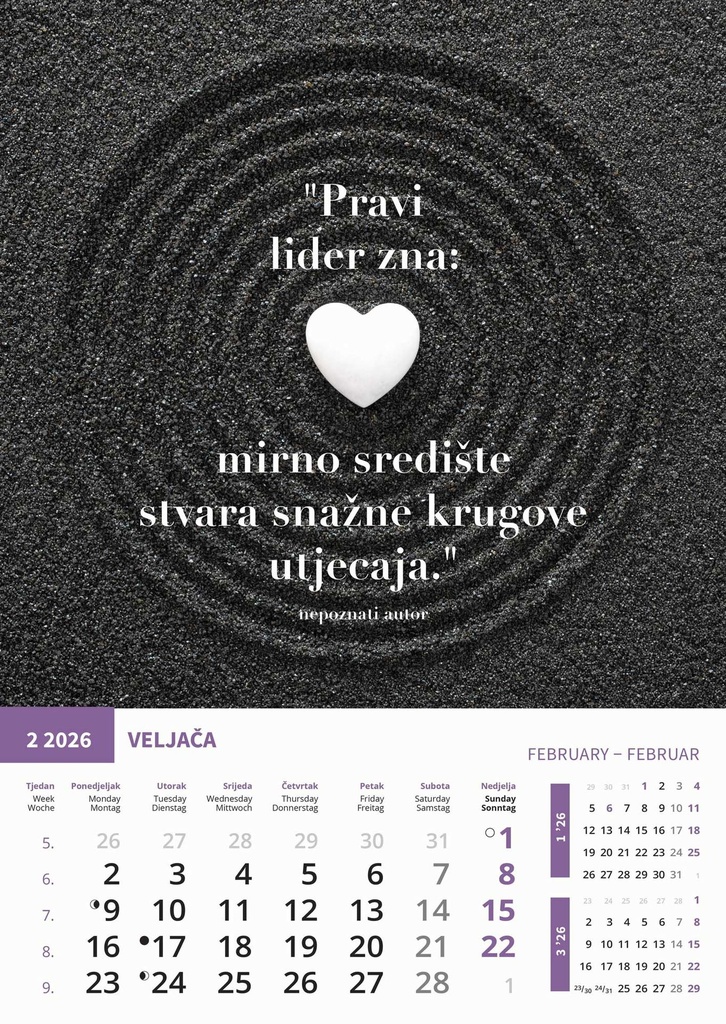 Kalendar Motivacijski, 30,5x50 cm, 13 listova, PVC vrećica