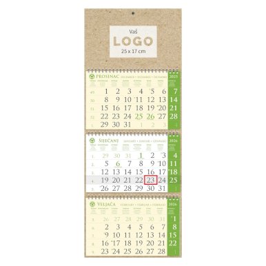 Kalendar trodijelni, EKO, 25x65cm, s pokazivačem