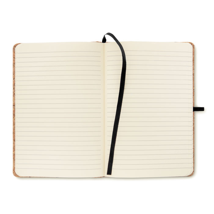 Notes od pluta, A5, sa linijama, 192 stranice, s utorom za kem. olovku, crna elastična traka