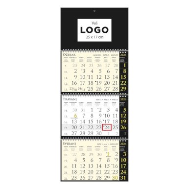Kalendar trodijelni, Sirio, 25x65cm, s pokazivačem