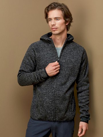 Jakna, flis, pletena, s kapuljačom, 280gr, muška