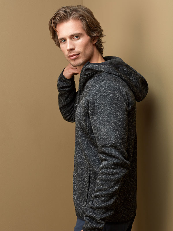 Jakna, flis, pletena, s kapuljačom, 280gr, muška