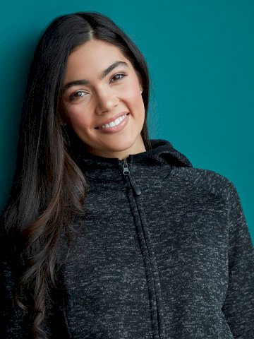 Jakna, flis, pletena, s kapuljačom, 280gr, ženska