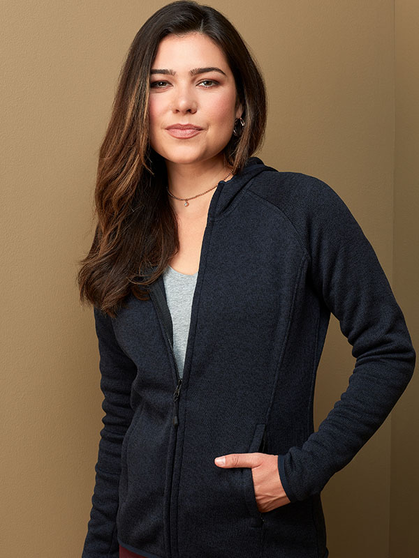 Jakna, flis, pletena, s kapuljačom, 280gr, ženska