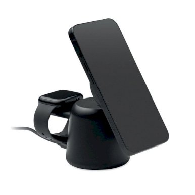 Punjač, bežični, 3 u 1, stolni, 15W, crni