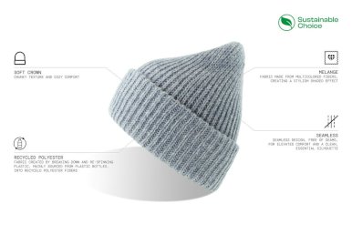 Kapa, GORELY, pletena sa debelom pređom, reciklirana, svjetlo plava melange