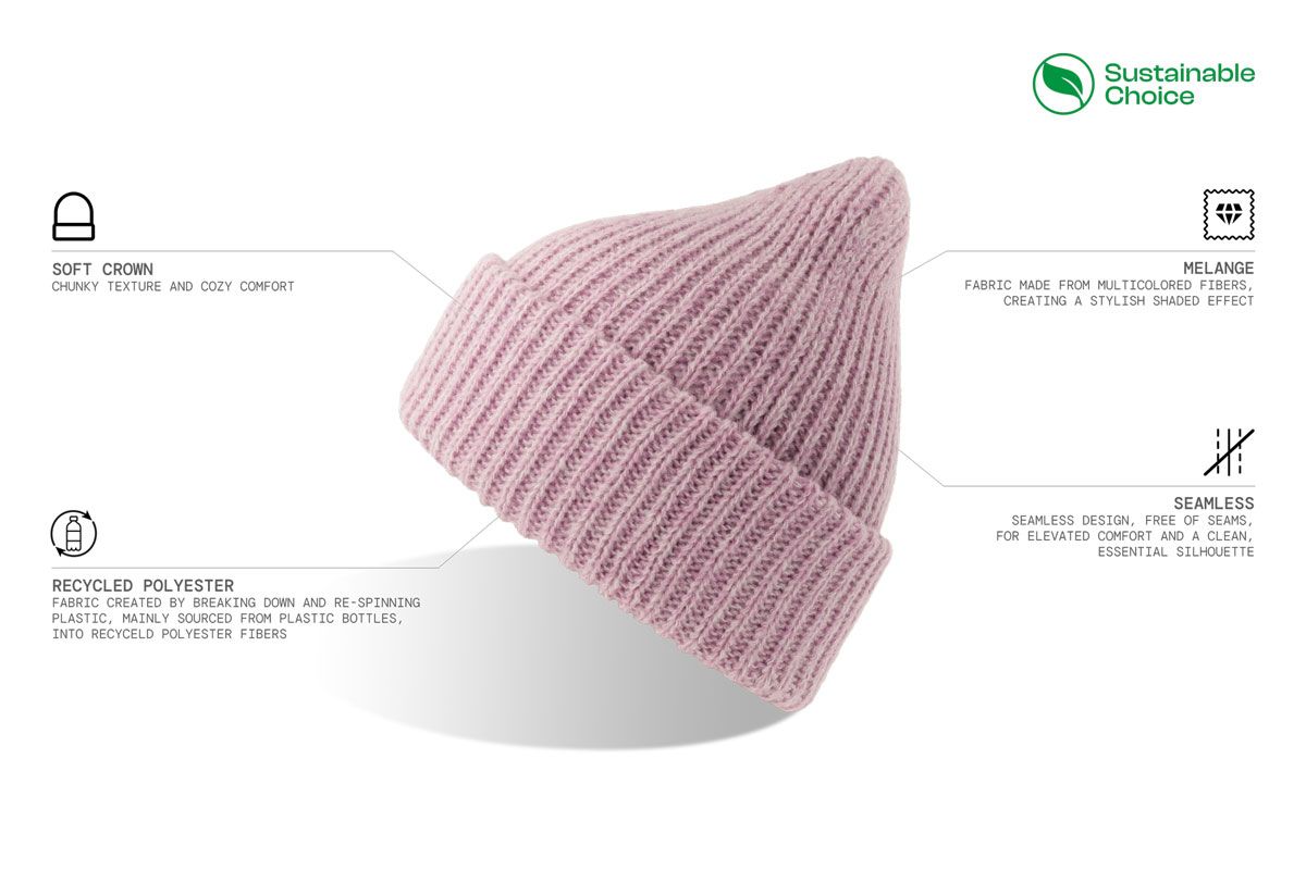 Kapa, GORELY, pletena sa debelom pređom, reciklirana, roza melange
