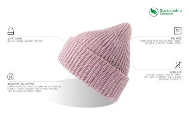 Kapa, GORELY, pletena sa debelom pređom, reciklirana, roza melange