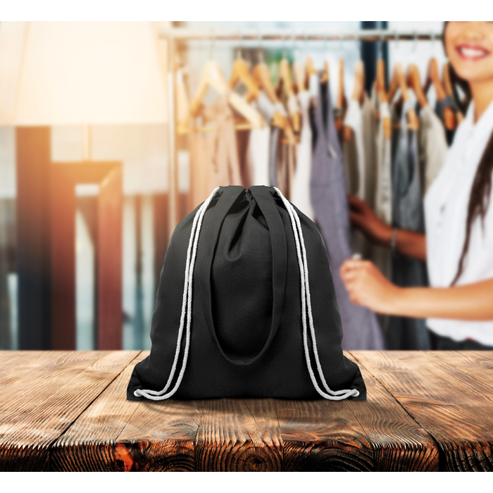 Ruksak-torba, Moira, duge ručke, 220gr., canvas pamuk, crna