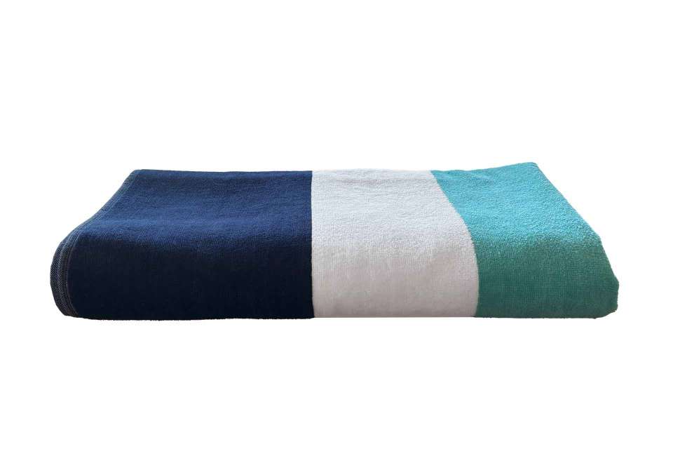 Ručnik za plažu, velour, nautical, 450gr., 90x180cm, navy/white/aquamarine