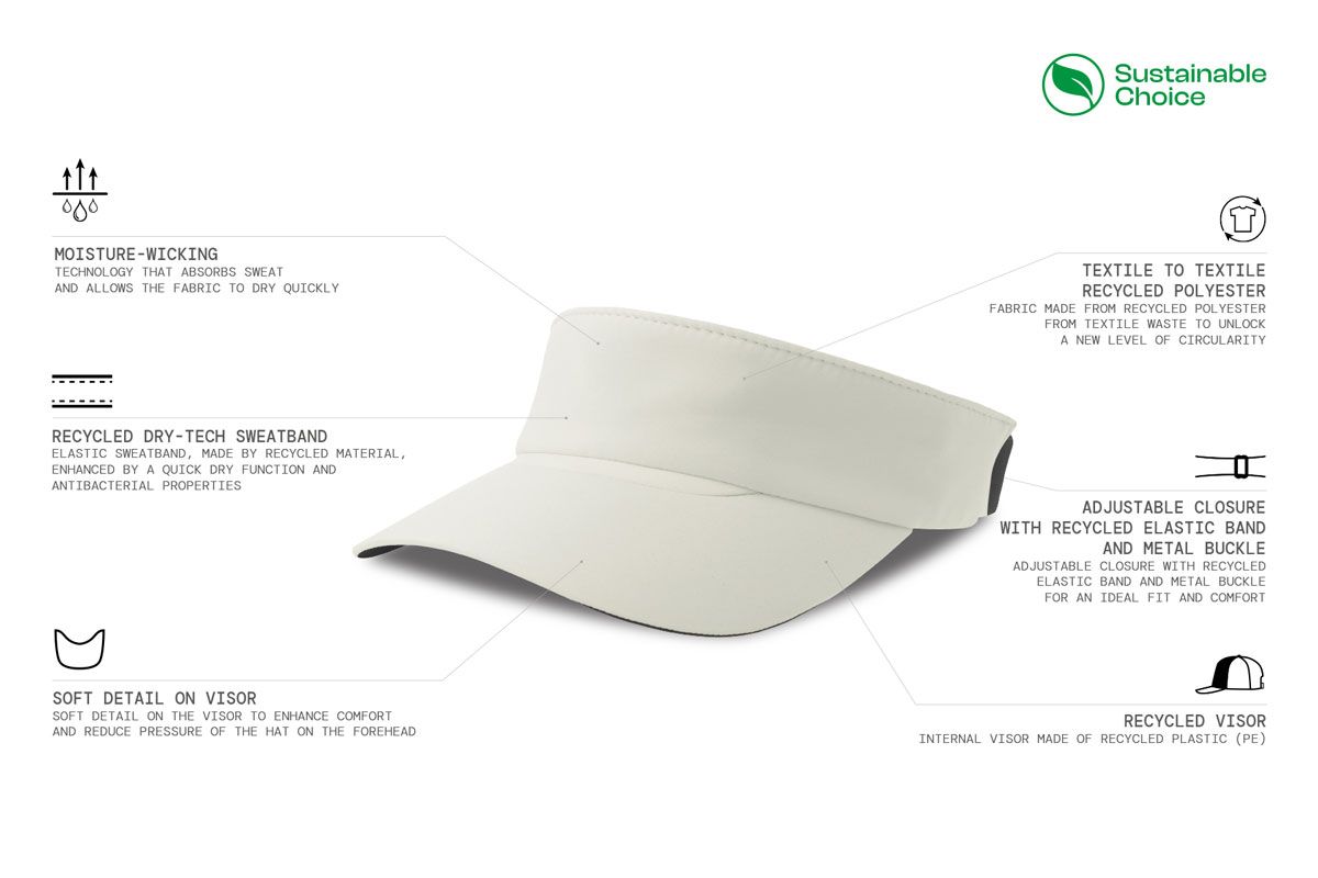 Vizor za glavu TEIDE, pamučni, bijeli