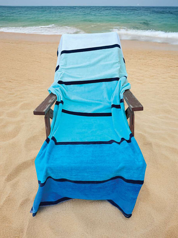 Ručnik za plažu, velour, blue wave, 450gr., 90x180cm, turquoise