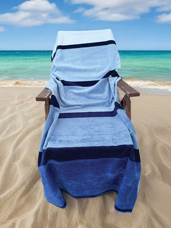 Ručnik za plažu, velour, blue wave, 450gr., 90x180cm