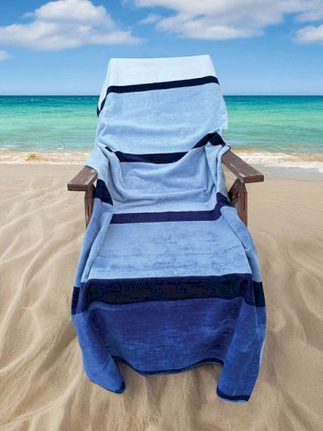 Ručnik za plažu, velour, blue wave, 450gr., 90x180cm