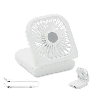 Prijenosni ventilator, USB ulaz 3000mAh, 3 stupnja hlađenja, samostojeći, bijeli