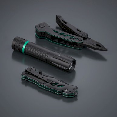 Optima Color Set, multitool, spasilački nož i punjiva svjetiljka